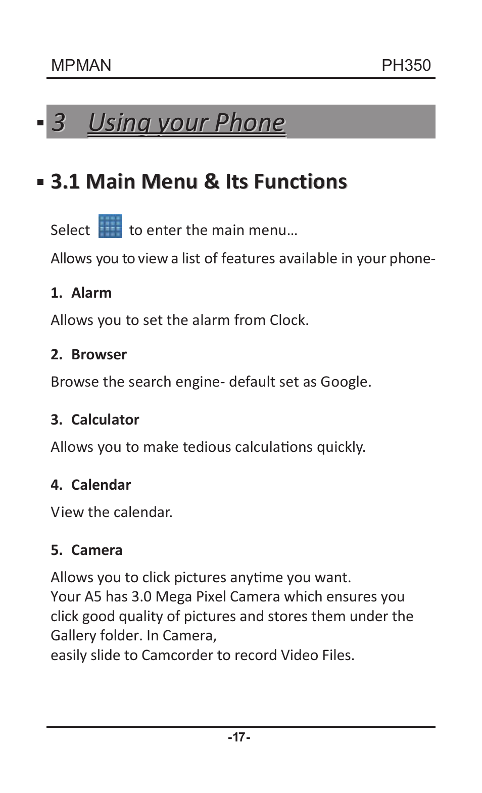 Mpman PH350 User Manual | Page 17 / 22