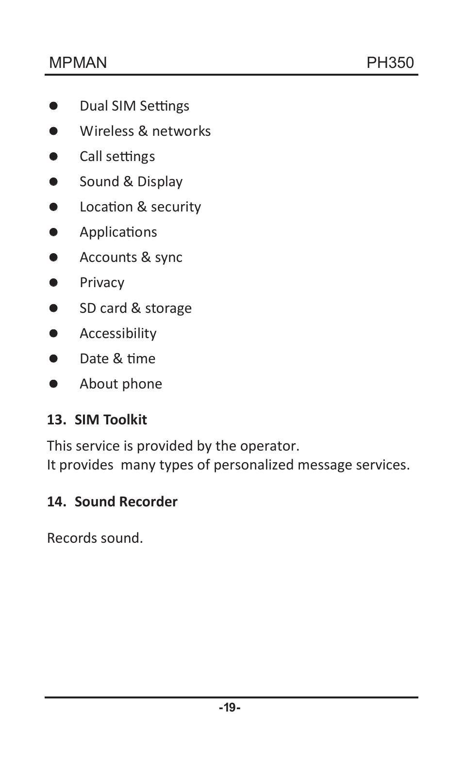 Mpman PH350 User Manual | Page 19 / 22