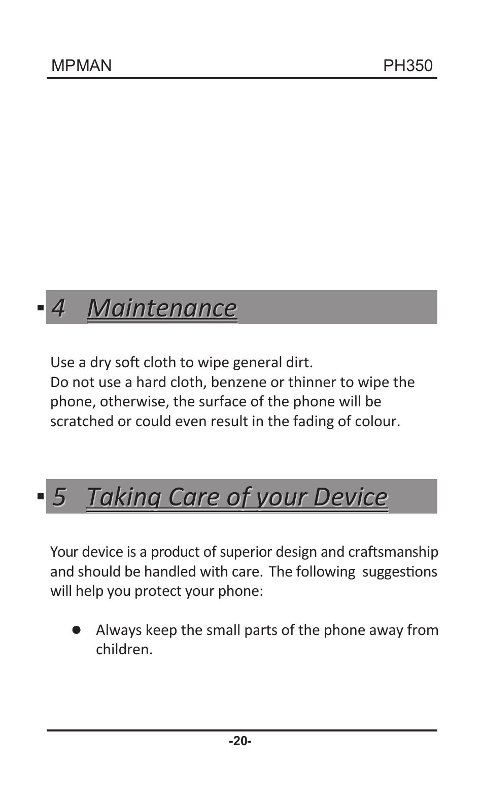 Mpman PH350 User Manual | Page 20 / 22