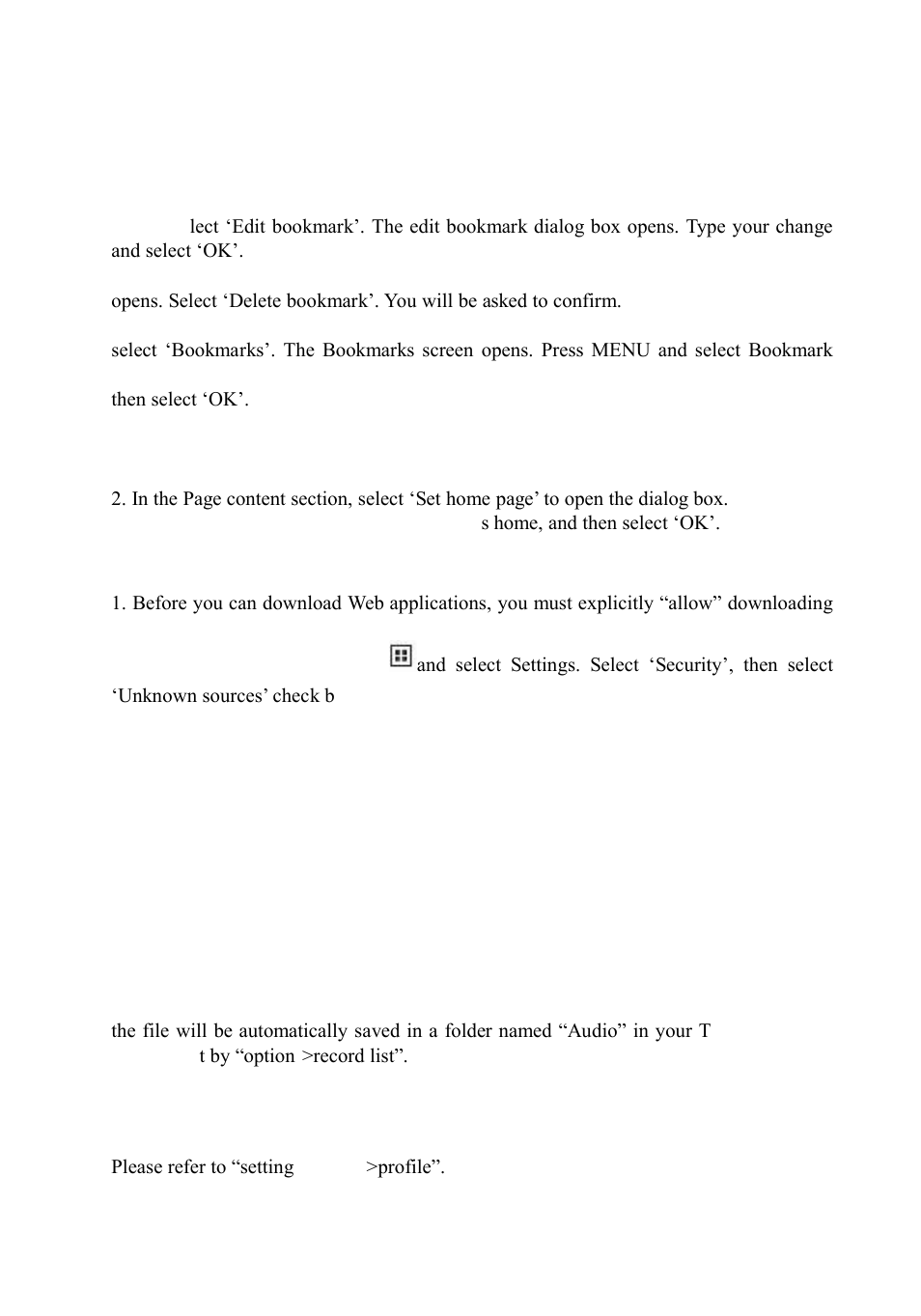 Sound recorder, Profile | Mpman PH340 User Manual | Page 16 / 31