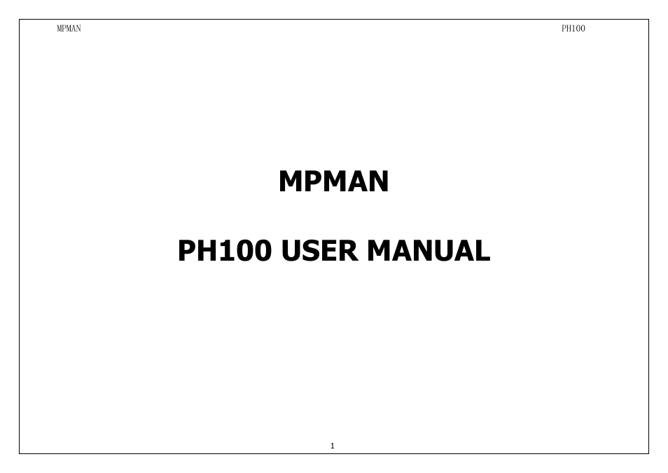 Mpman PH100 User Manual | 60 pages