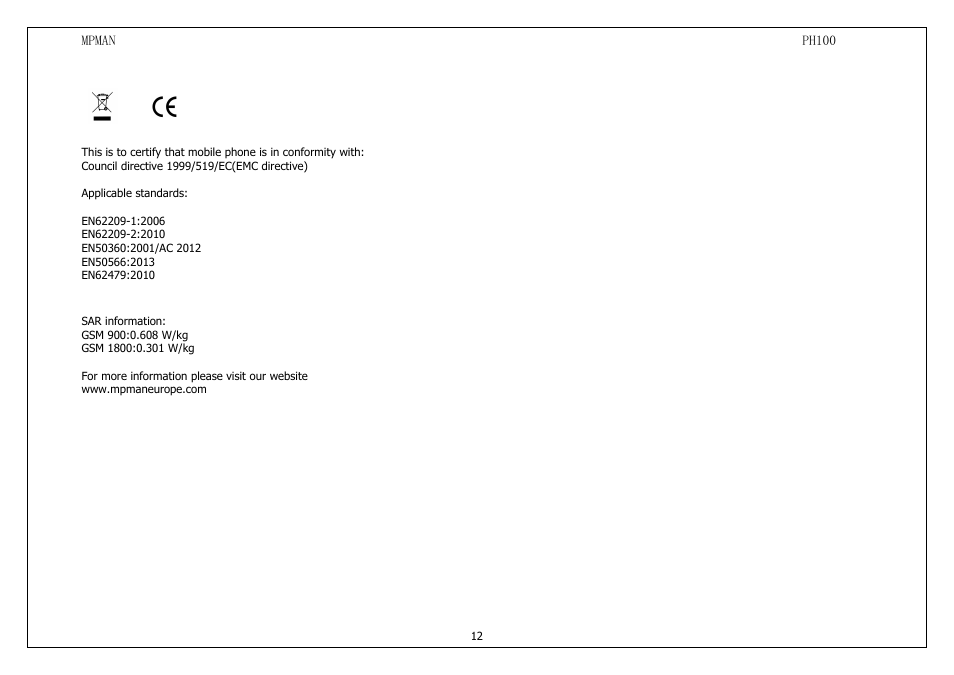 Mpman PH100 User Manual | Page 12 / 60