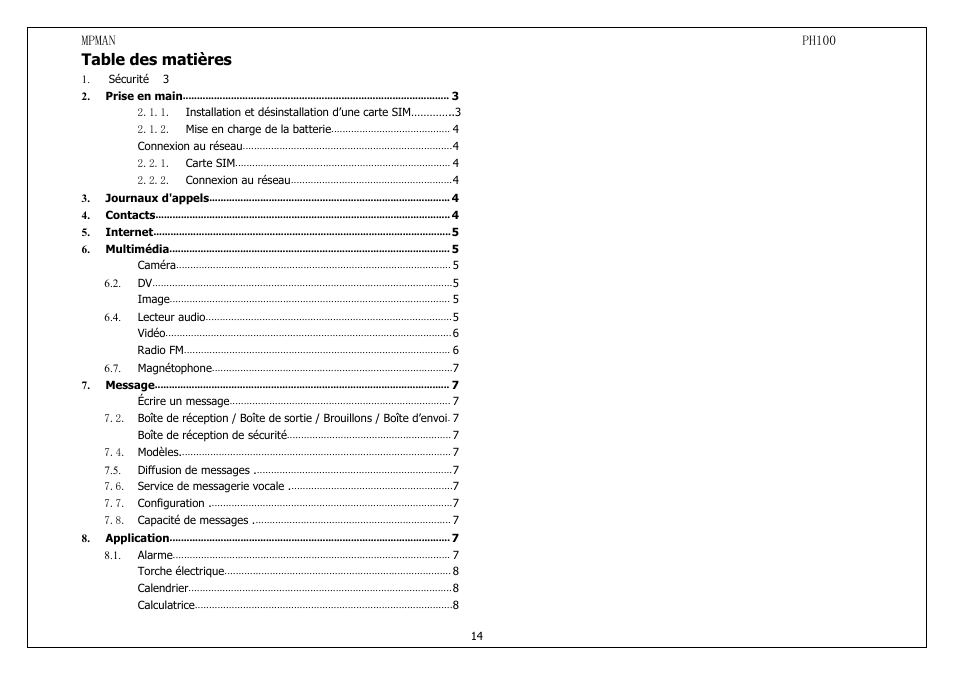 Mpman PH100 User Manual | Page 14 / 60