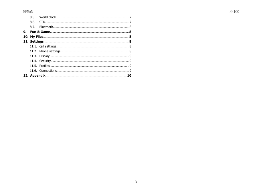 Mpman PH100 User Manual | Page 3 / 60