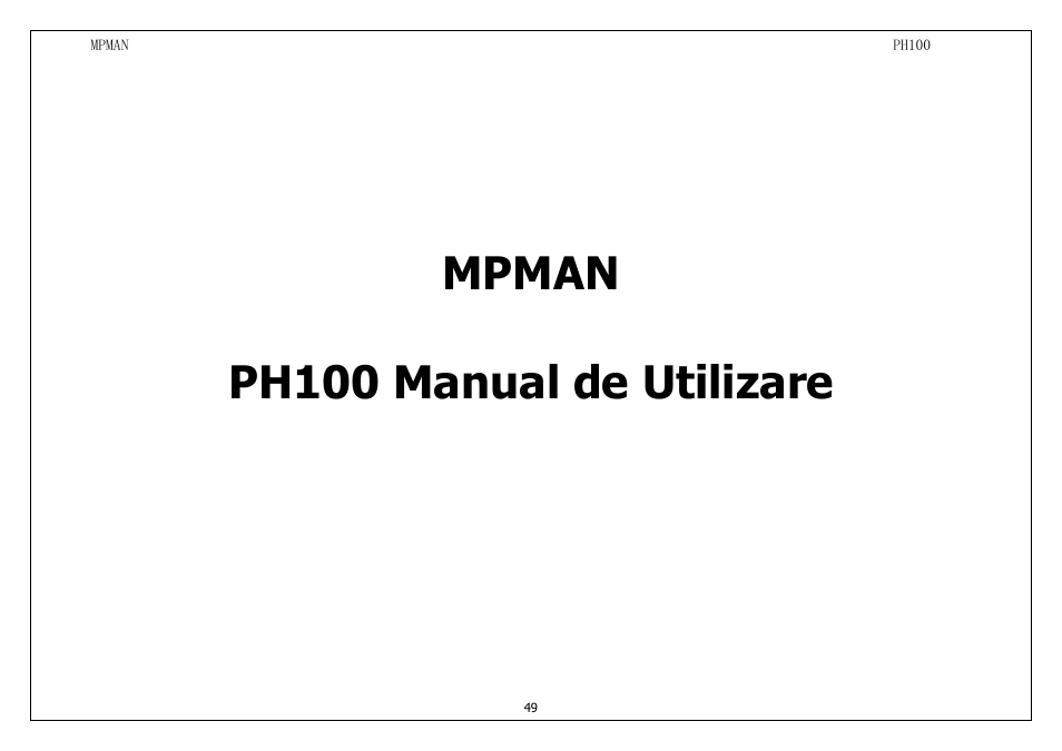Mpman ph100 manual de utilizare | Mpman PH100 User Manual | Page 49 / 60