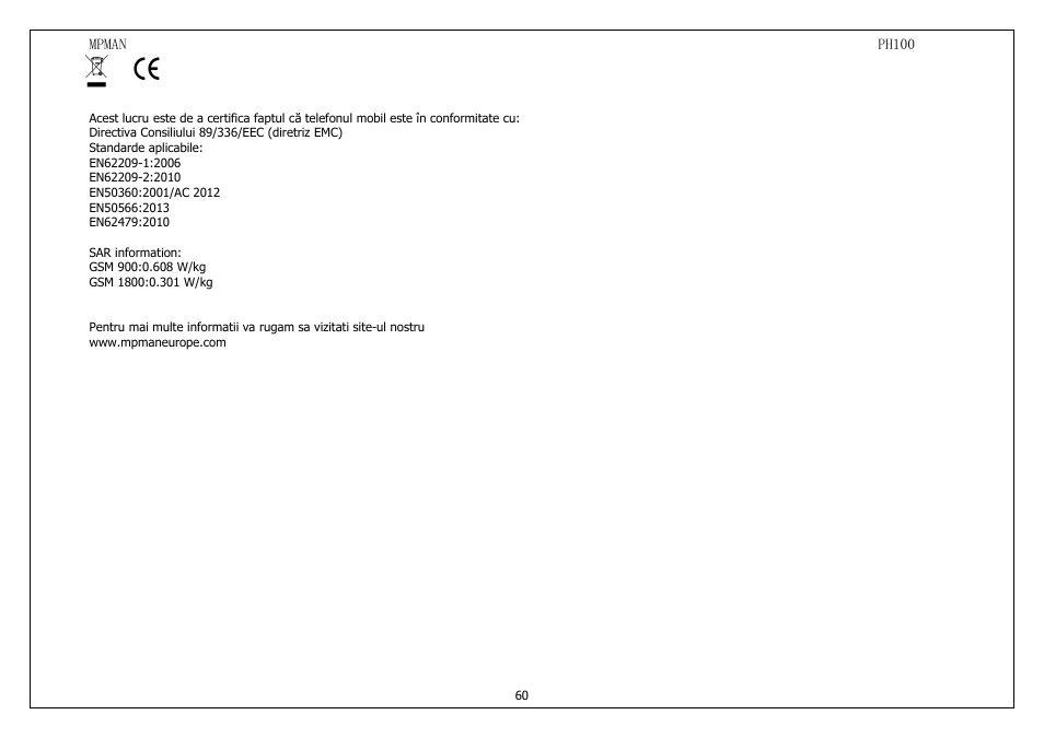 Mpman PH100 User Manual | Page 60 / 60