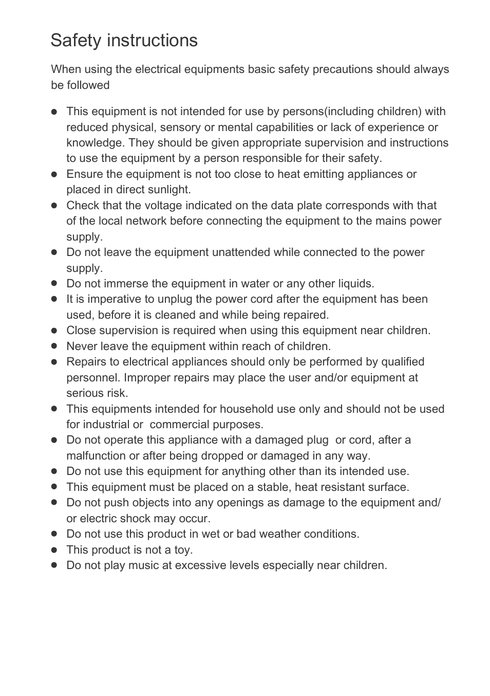 Safety instructions | Mpman TCD600 User Manual | Page 3 / 11