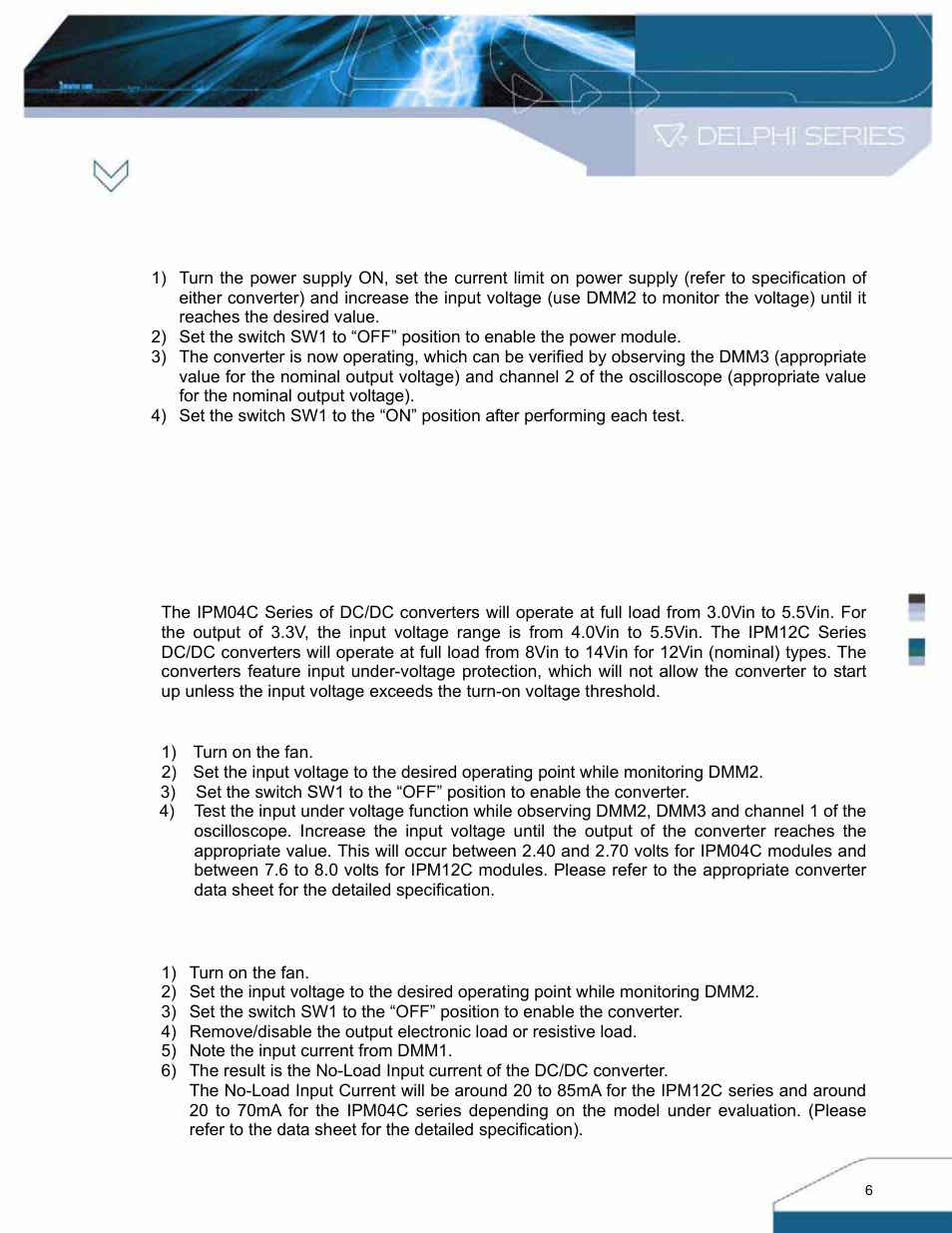 0 tests and evaluation | Delta Electronics IPM- C Series User Manual | Page 6 / 16