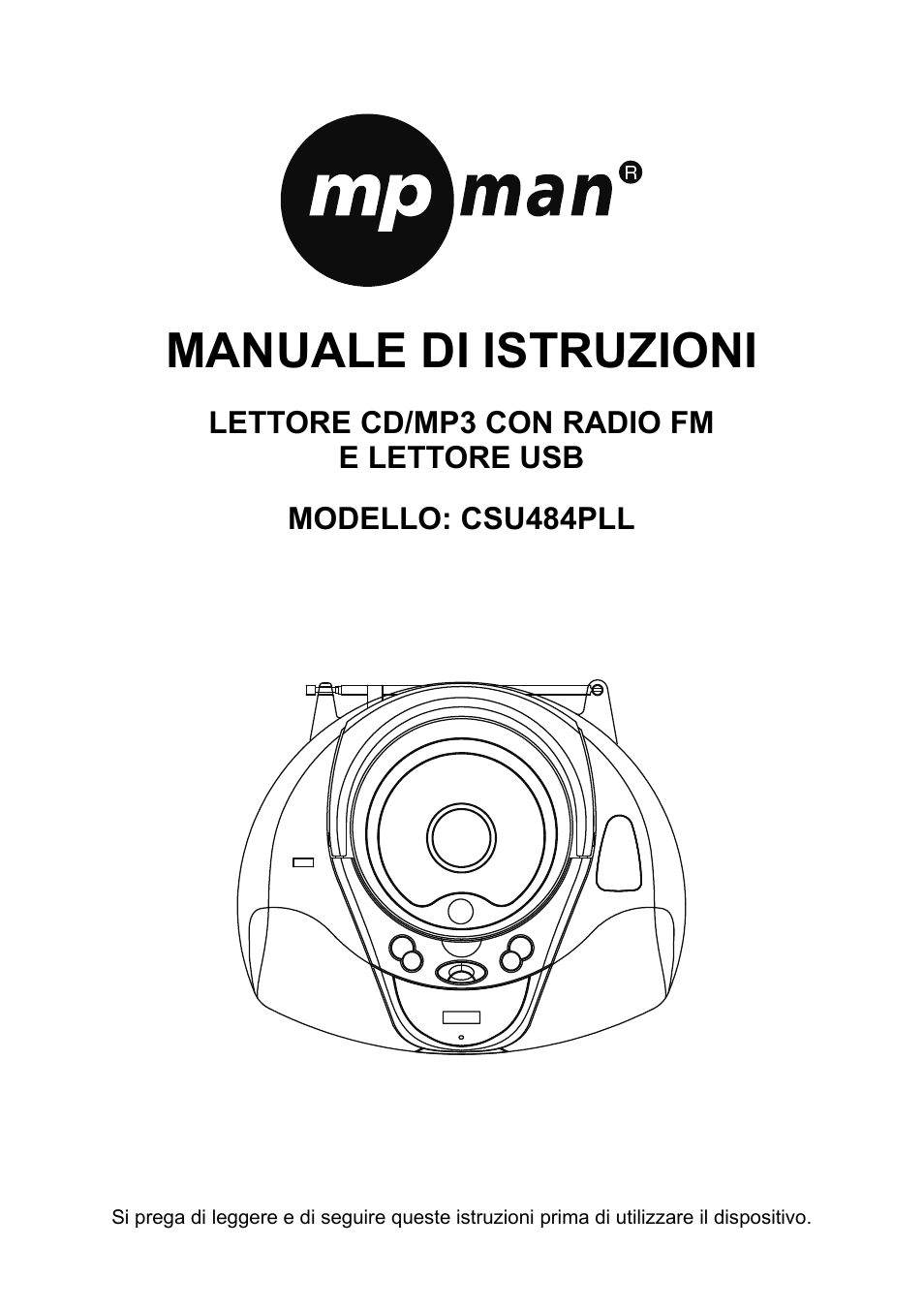 Manuale di istruzioni, Lettore cd/mp3 con radio fm e lettore usb, Modello: csu484pll | Mpman CSU484PLL User Manual | Page 19 / 36