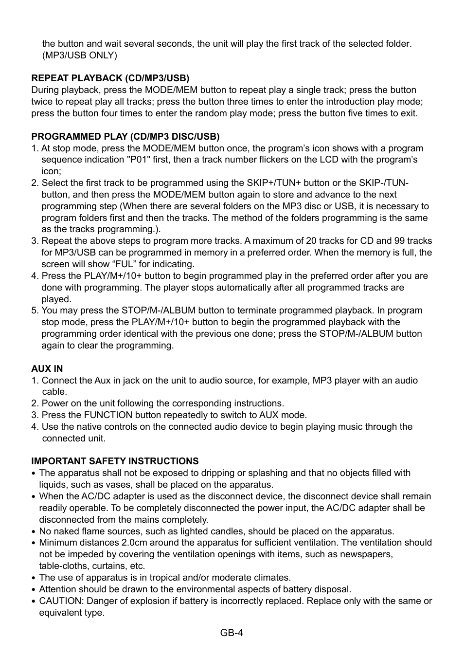 Mpman CSU484PLL User Manual | Page 5 / 36