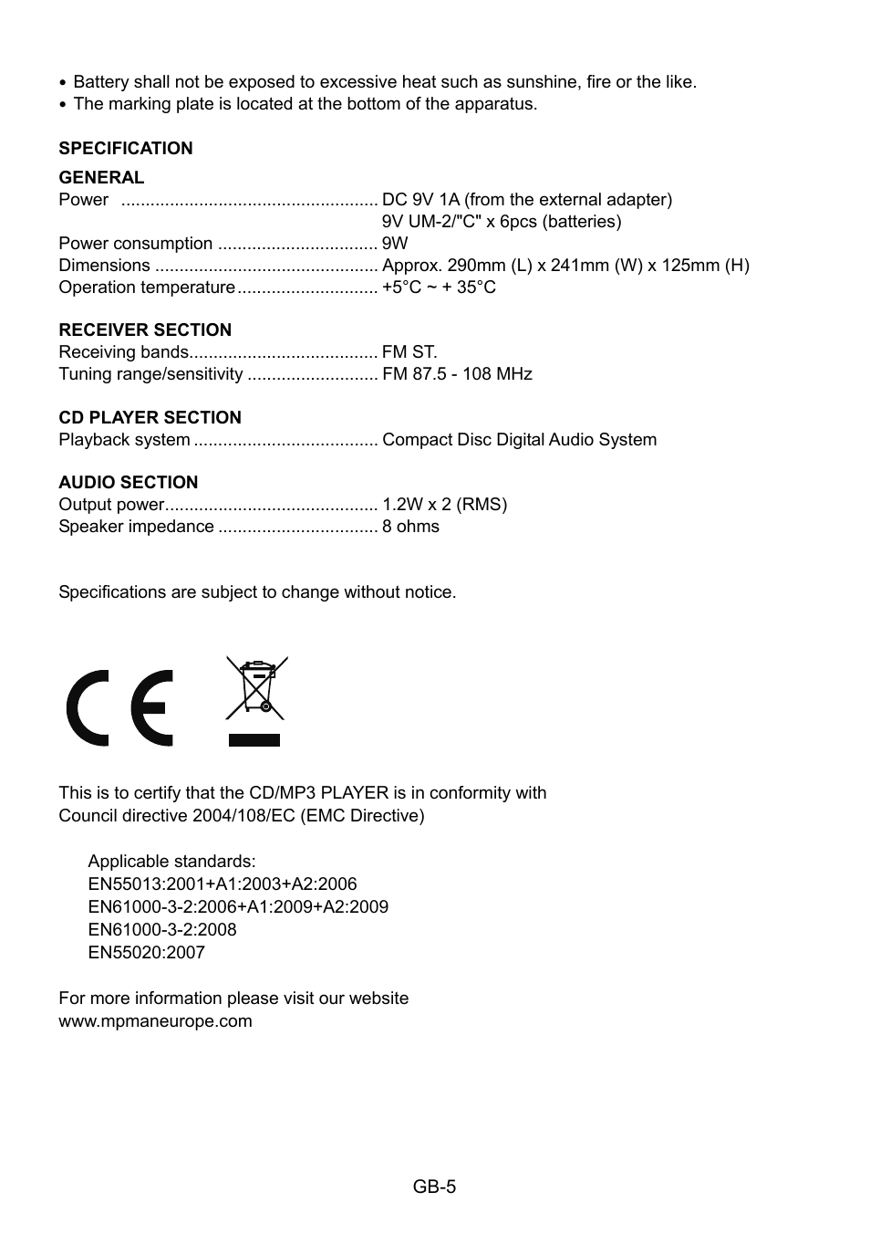 Mpman CSU484PLL User Manual | Page 6 / 36