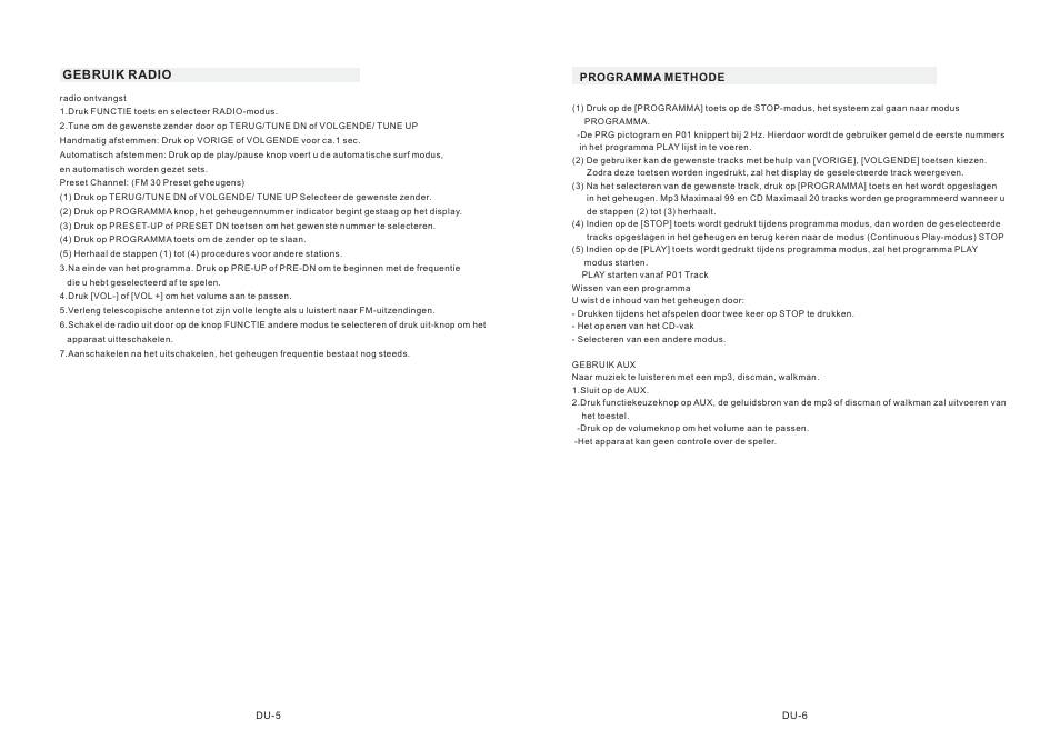 Gebruik radio | Mpman CSU622PLL User Manual | Page 22 / 30