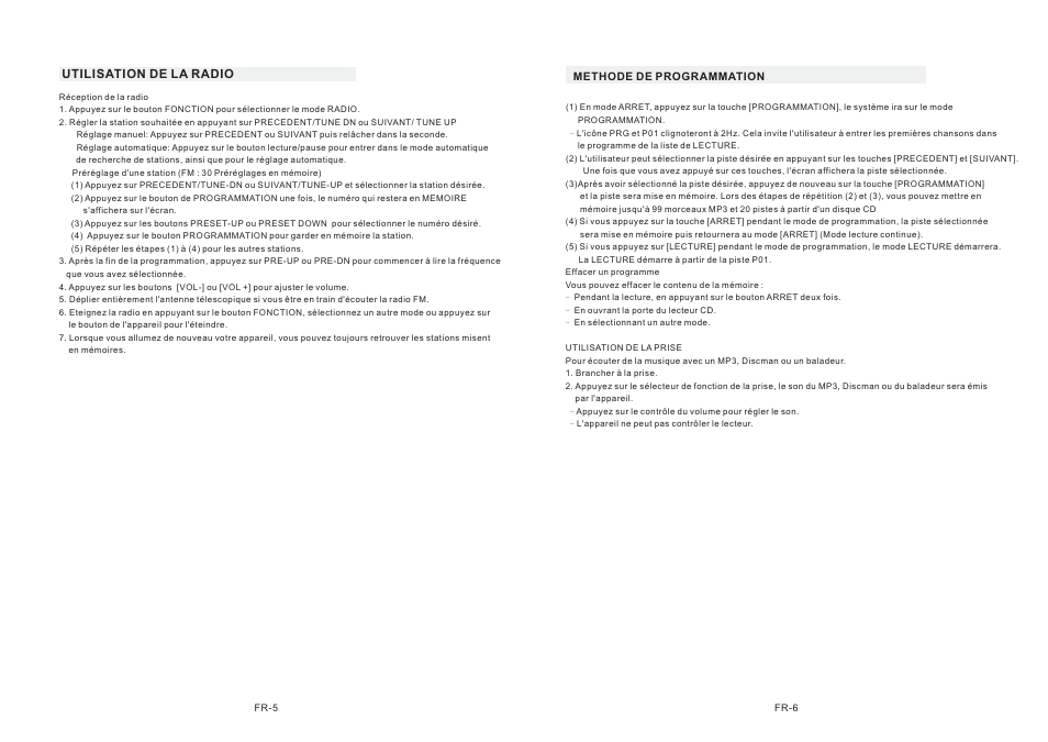 Utilisation de la radio | Mpman CSU622PLL User Manual | Page 4 / 30
