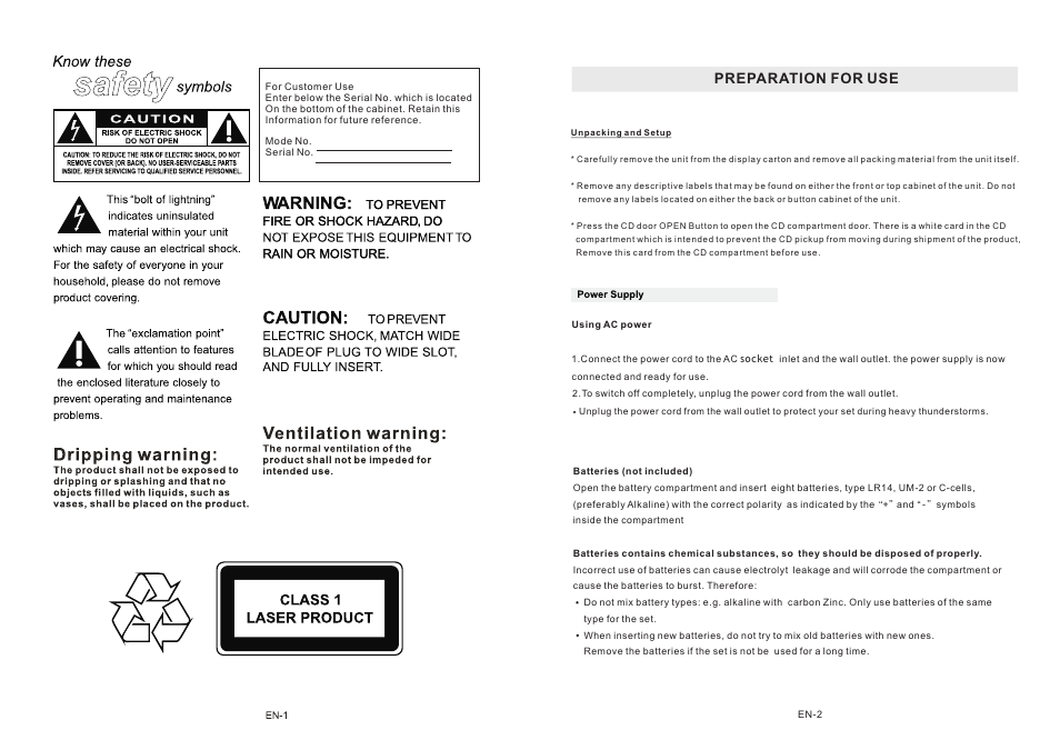 Preparation for use | Mpman CSU622PLL User Manual | Page 8 / 30