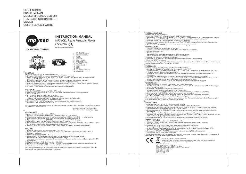 Mpman CSD282 User Manual | 1 page