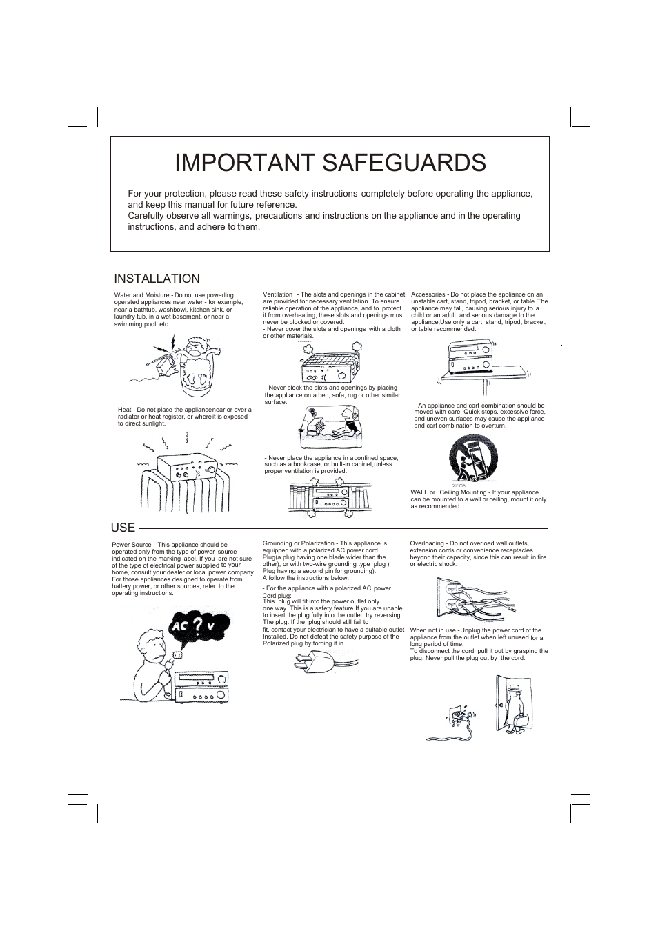 页面 2, Important safeguards, Installation | Mpman XRM6 User Manual | Page 2 / 8