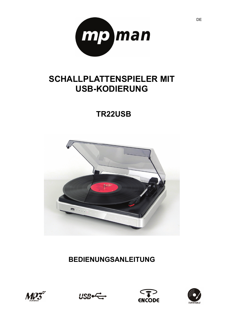 Schallplattenspieler mit usb-kodierung, Tr22usb, Bedienungsanleitung | Mpman TR22 USB User Manual | Page 11 / 35