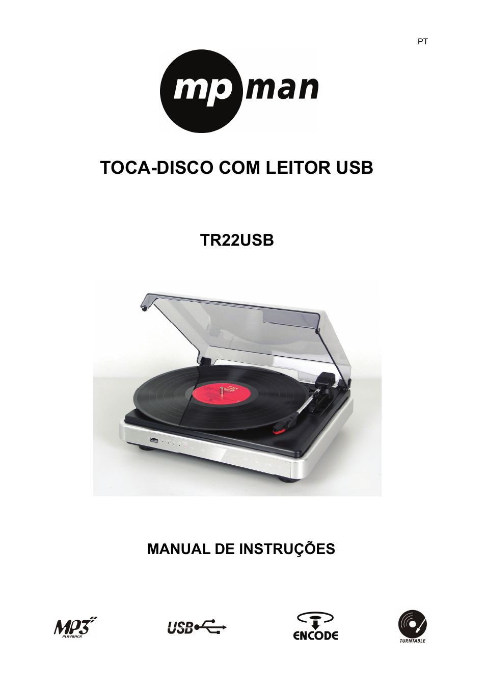 Toca-disco com leitor usb, Tr22usb, Manual de instruções | Mpman TR22 USB User Manual | Page 26 / 35