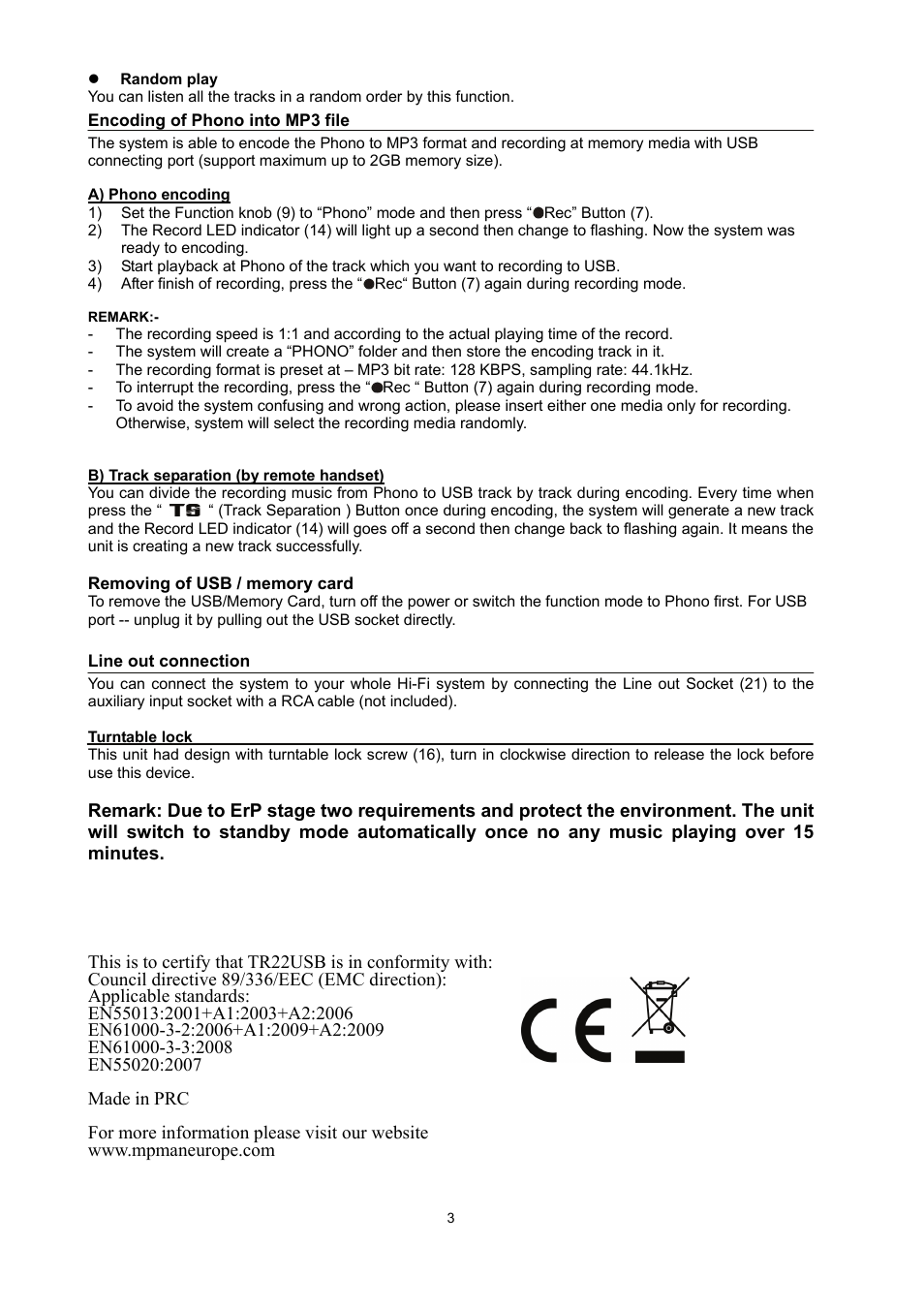 Mpman TR22 USB User Manual | Page 5 / 35