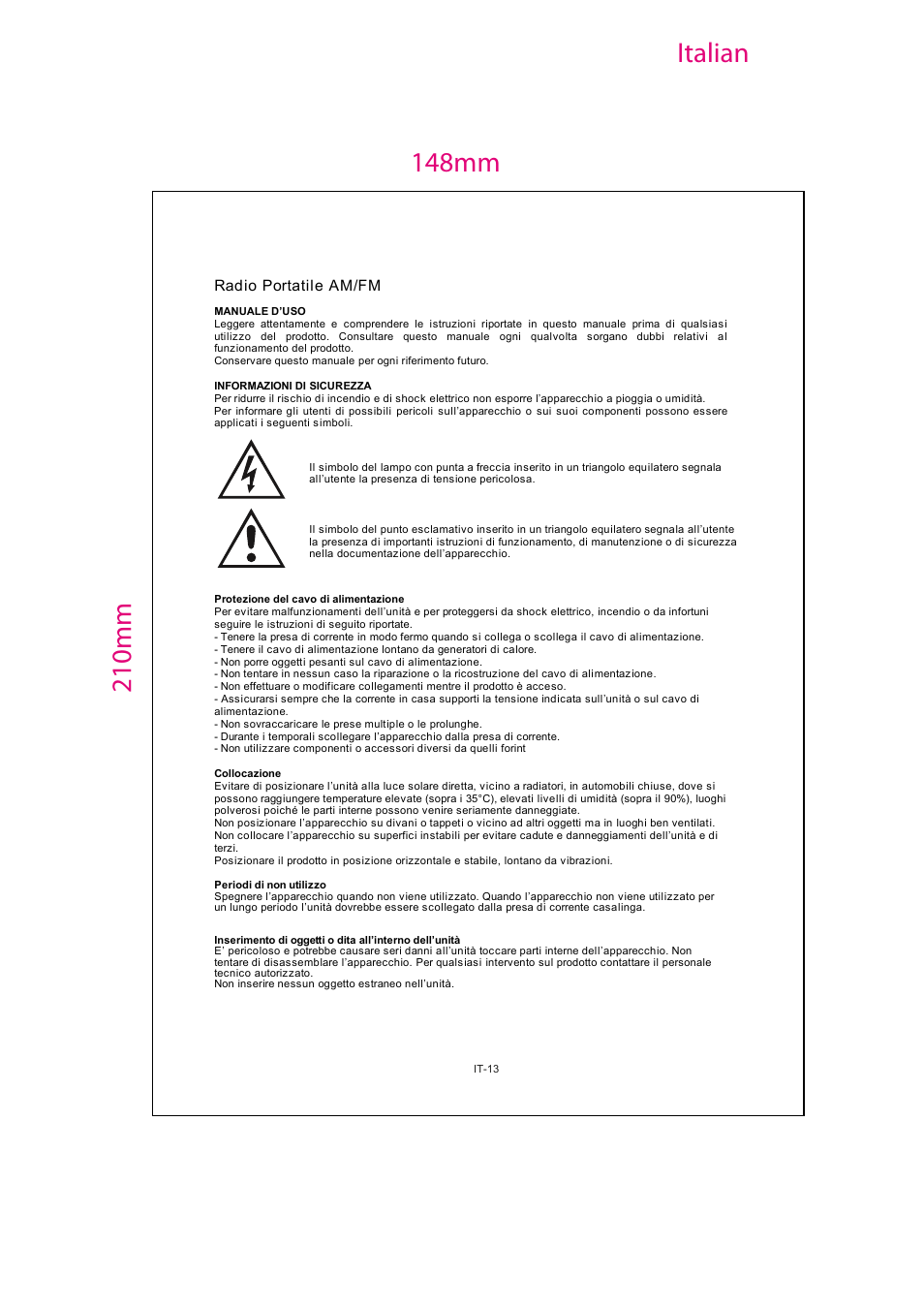 Ib -rps700 (italian) | Mpman RPS700 User Manual | Page 14 / 25