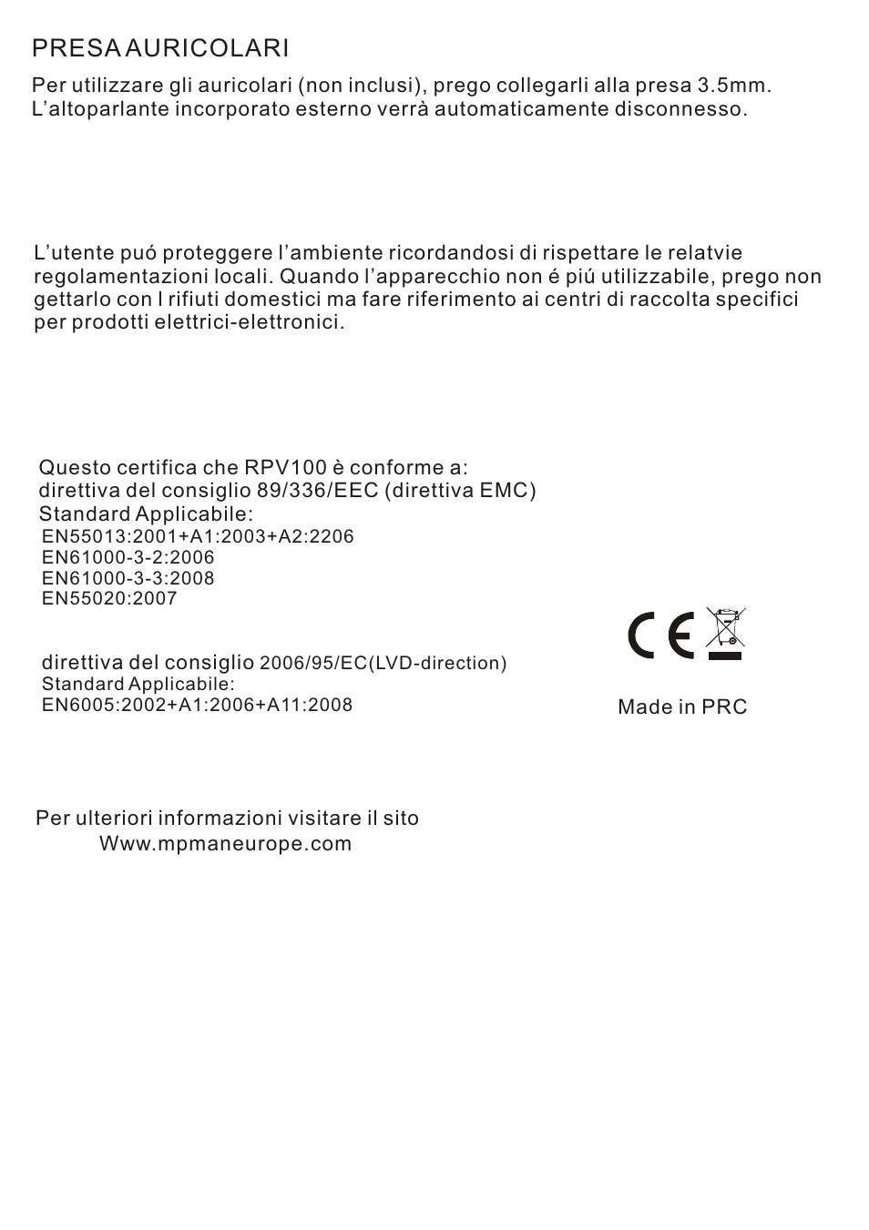 Presa auricolari | Mpman RPV100 User Manual | Page 25 / 30