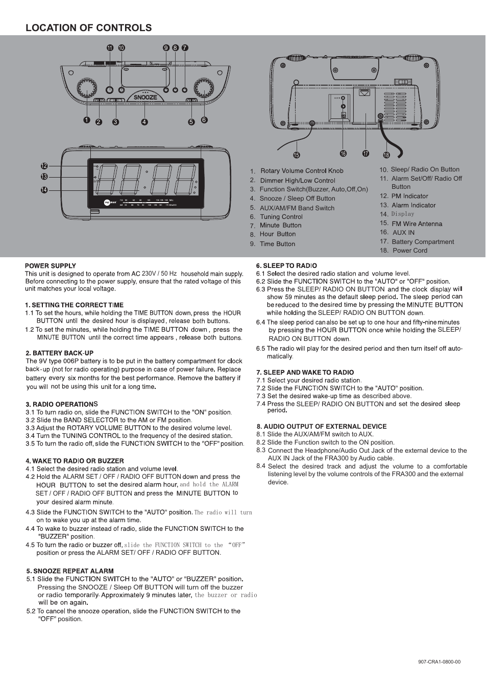 Location of controls | Mpman FRA300 User Manual | Page 3 / 3