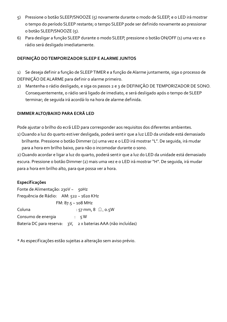 Especificações | Mpman FRA202 User Manual | Page 56 / 58