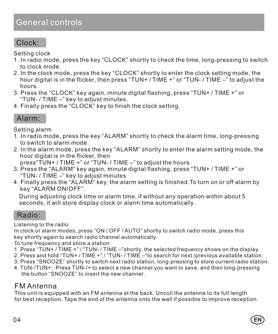 页面 6, General controls | Mpman FRA102 User Manual | Page 6 / 32