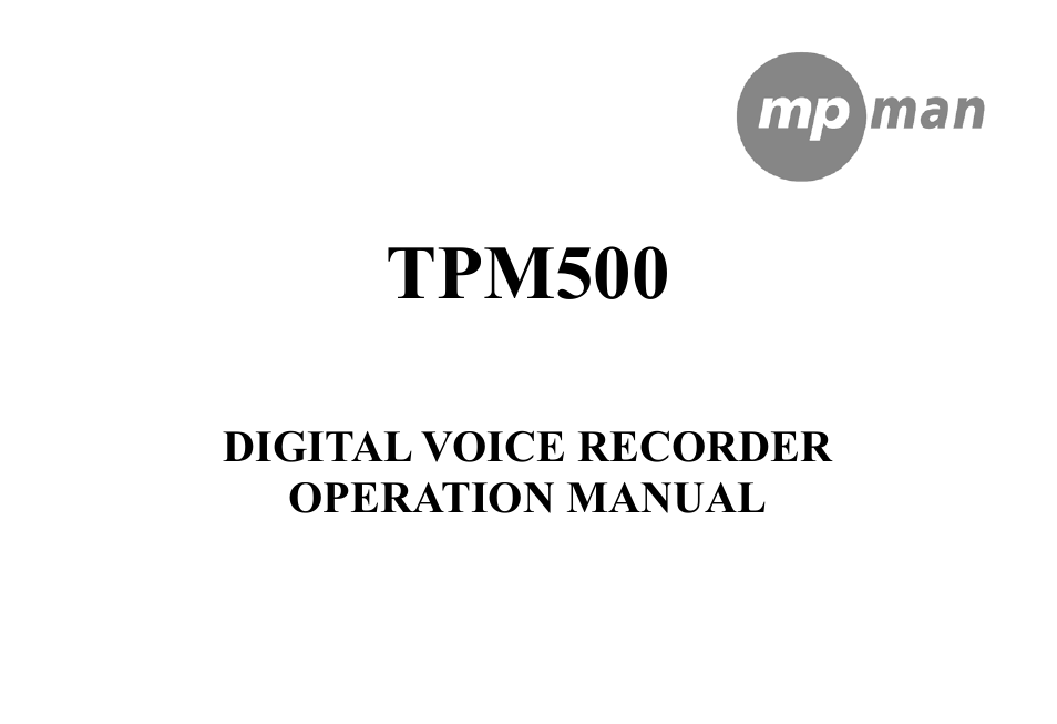 Mpman TPM500 User Manual | 37 pages