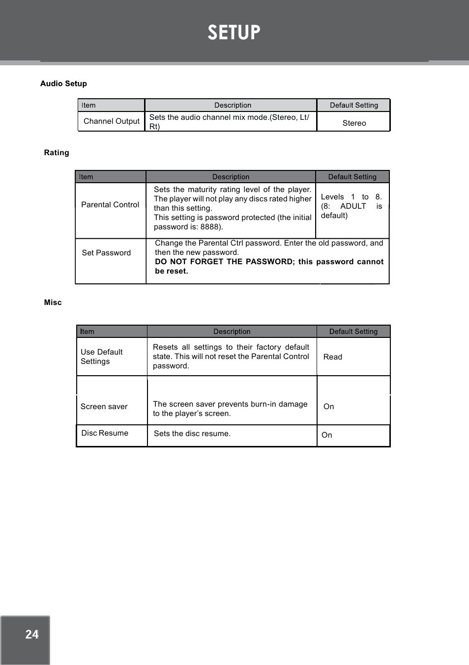 Setup | Mpman PDV2000 User Manual | Page 24 / 141