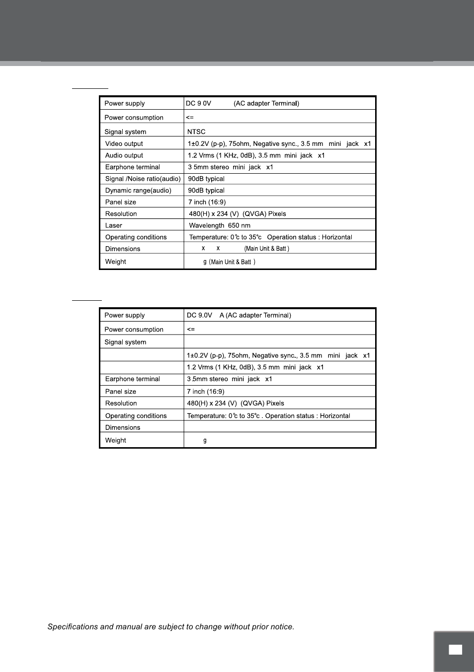 Specifications | Mpman PDV2000 User Manual | Page 25 / 141