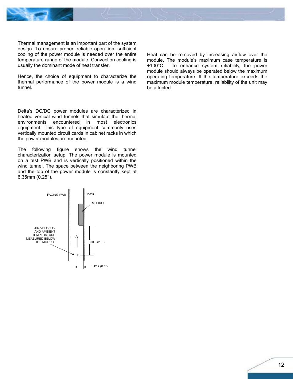 Thermal considerations, Thermal testing setup, Thermal derating | Delta Electronics Delphi Series H48SV User Manual | Page 12 / 14