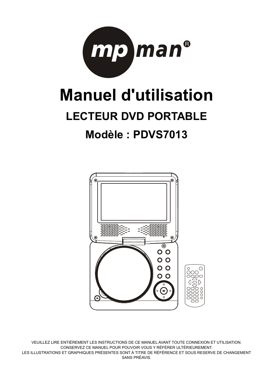 Ib15191-dpu3370bs3-sphe8202p-apk006a-mpman-french, Manuel d'utilisation, Lecteur dvd portable modèle : pdvs7013 | Mpman PDVS7013 User Manual | Page 9 / 48