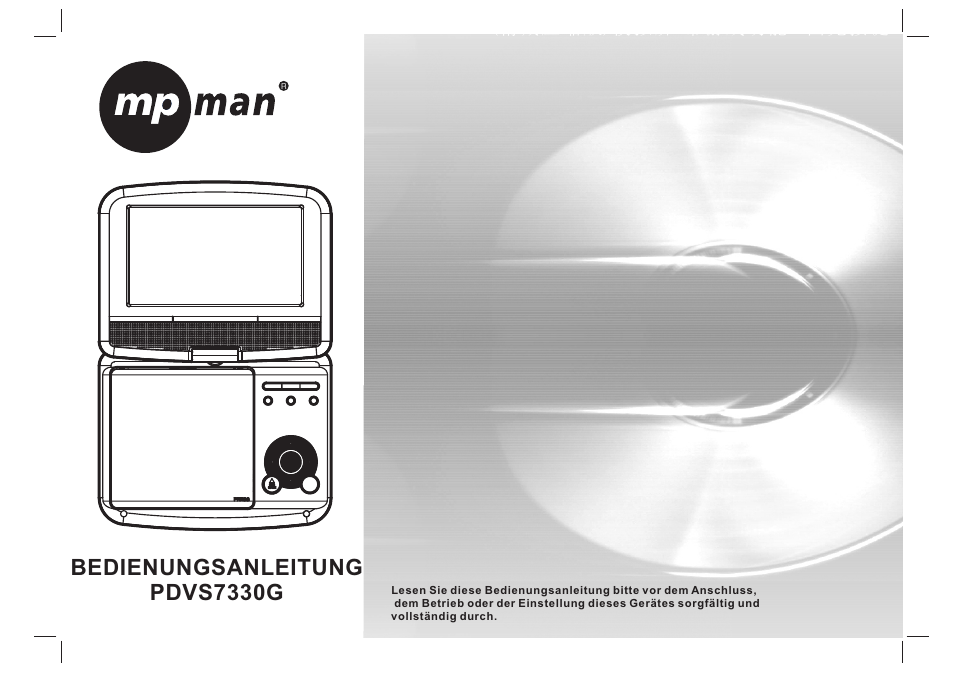 1209786 pdvd-12307c sunplus方案 德语说明书, Bedienungsanleitung pdvs7330g | Mpman PDVS7330G User Manual | Page 19 / 63