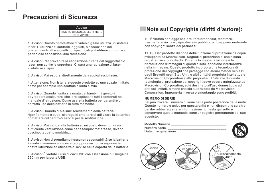 Precauzioni di sicurezza | Mpman PDVS7330G User Manual | Page 30 / 63