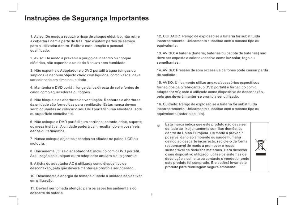 Instruções de segurança importantes | Mpman PDVS7330G User Manual | Page 47 / 63