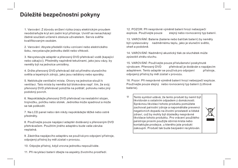 Důležité bezpečnostní pokyny | Mpman PDVS7330G User Manual | Page 56 / 63