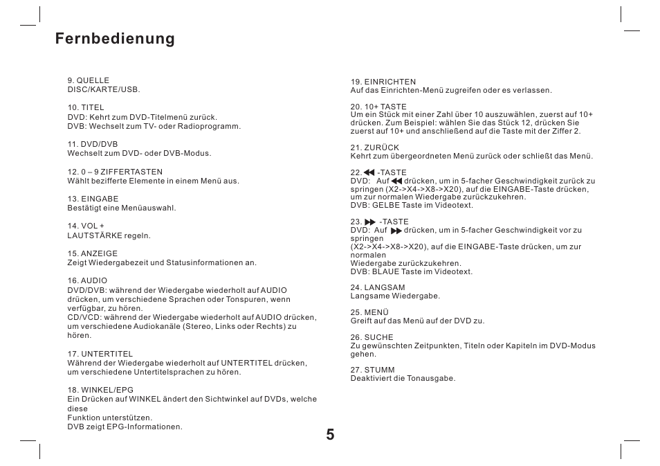Fernbedienung 5 | Mpman PDVS9330G User Manual | Page 26 / 40