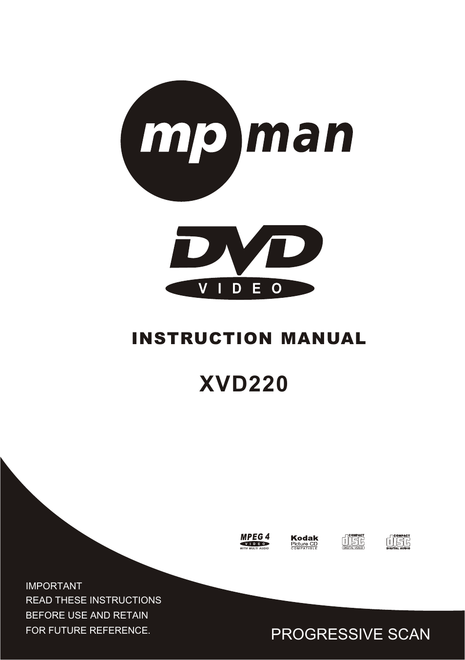 Xvd220 manual 英文说明书.pdf, 页面 1, Xvd220 | Instruction manual, Progressive scan | Mpman XVD220 User Manual | Page 10 / 43