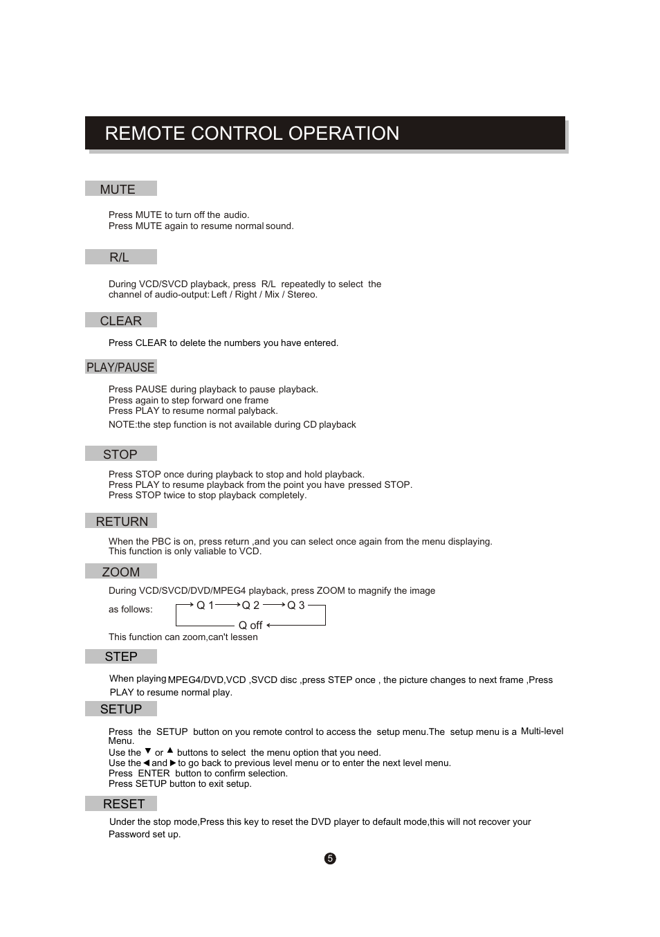 页面 8, Remote control operation | Mpman XVD220 User Manual | Page 17 / 43