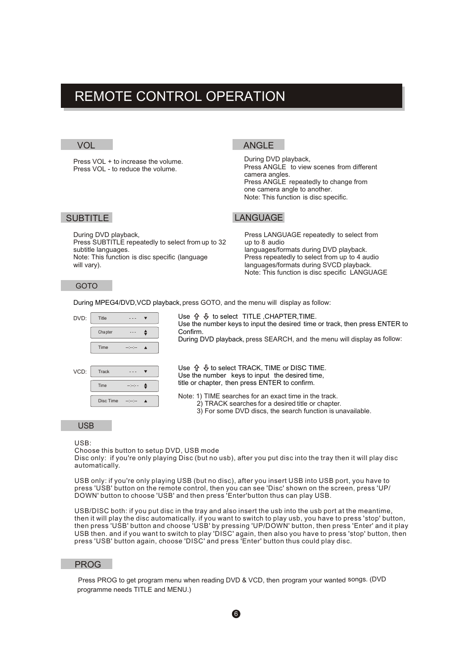 页面 9, Remote control operation | Mpman XVD220 User Manual | Page 18 / 43