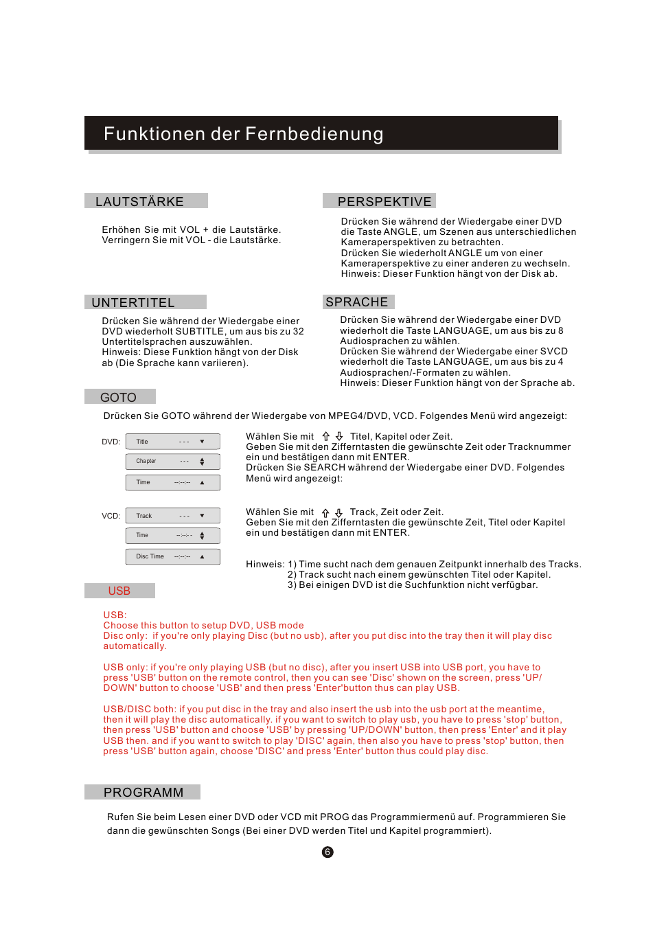 页面 9, Funktionen der fernbedienung | Mpman XVD220 User Manual | Page 29 / 43