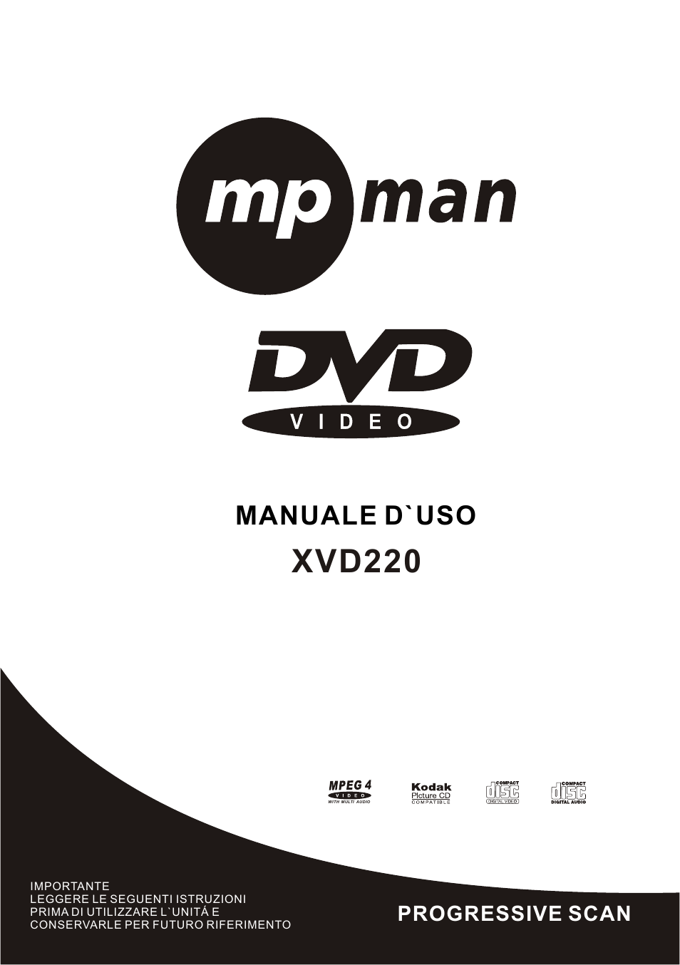 Xvd220 manual 意大利文说明书.pdf, 页面 1, Xvd220 | Manuale d`uso | Mpman XVD220 User Manual | Page 32 / 43