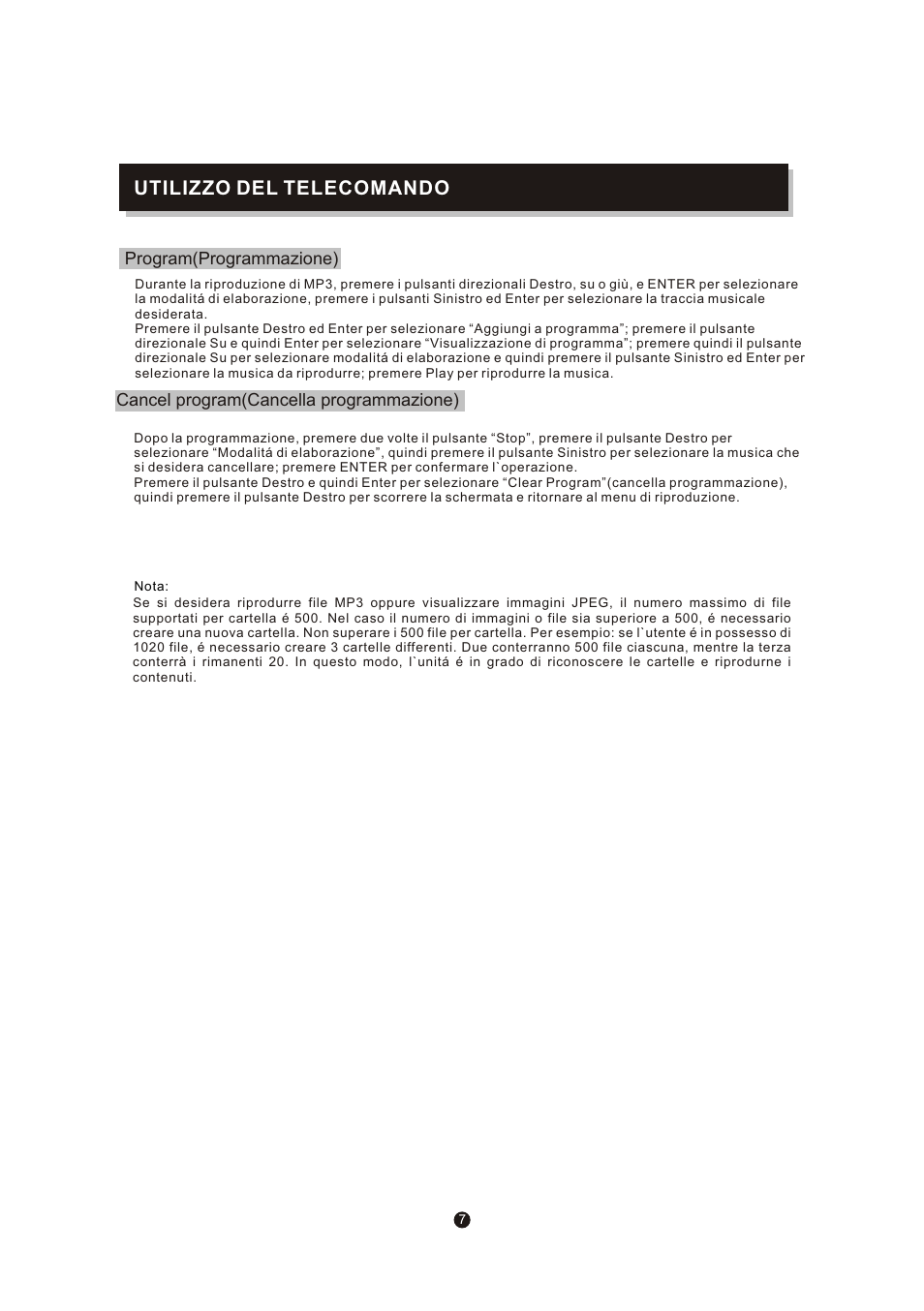 页面 10, Utilizzo del telecomando | Mpman XVD220 User Manual | Page 41 / 43