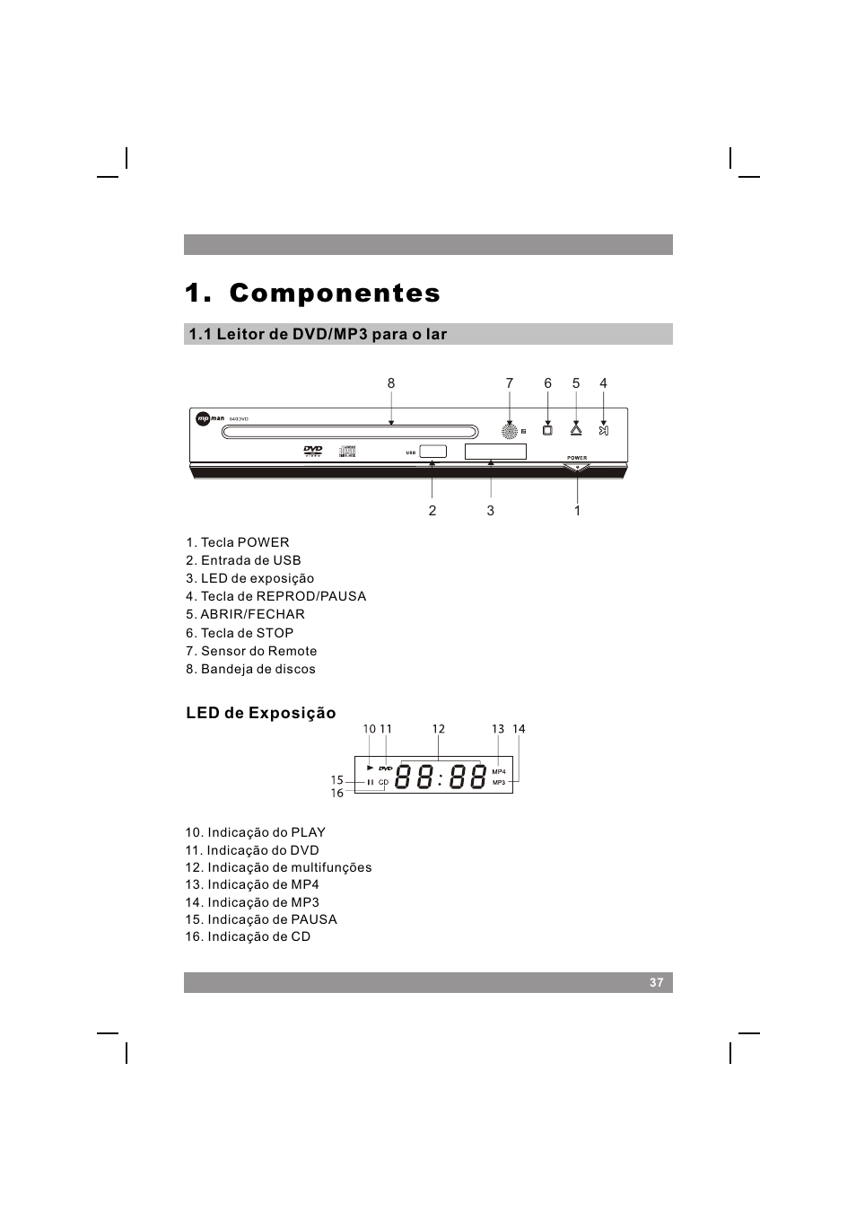 页面 39, Componentes | Mpman 540DVD User Manual | Page 39 / 44