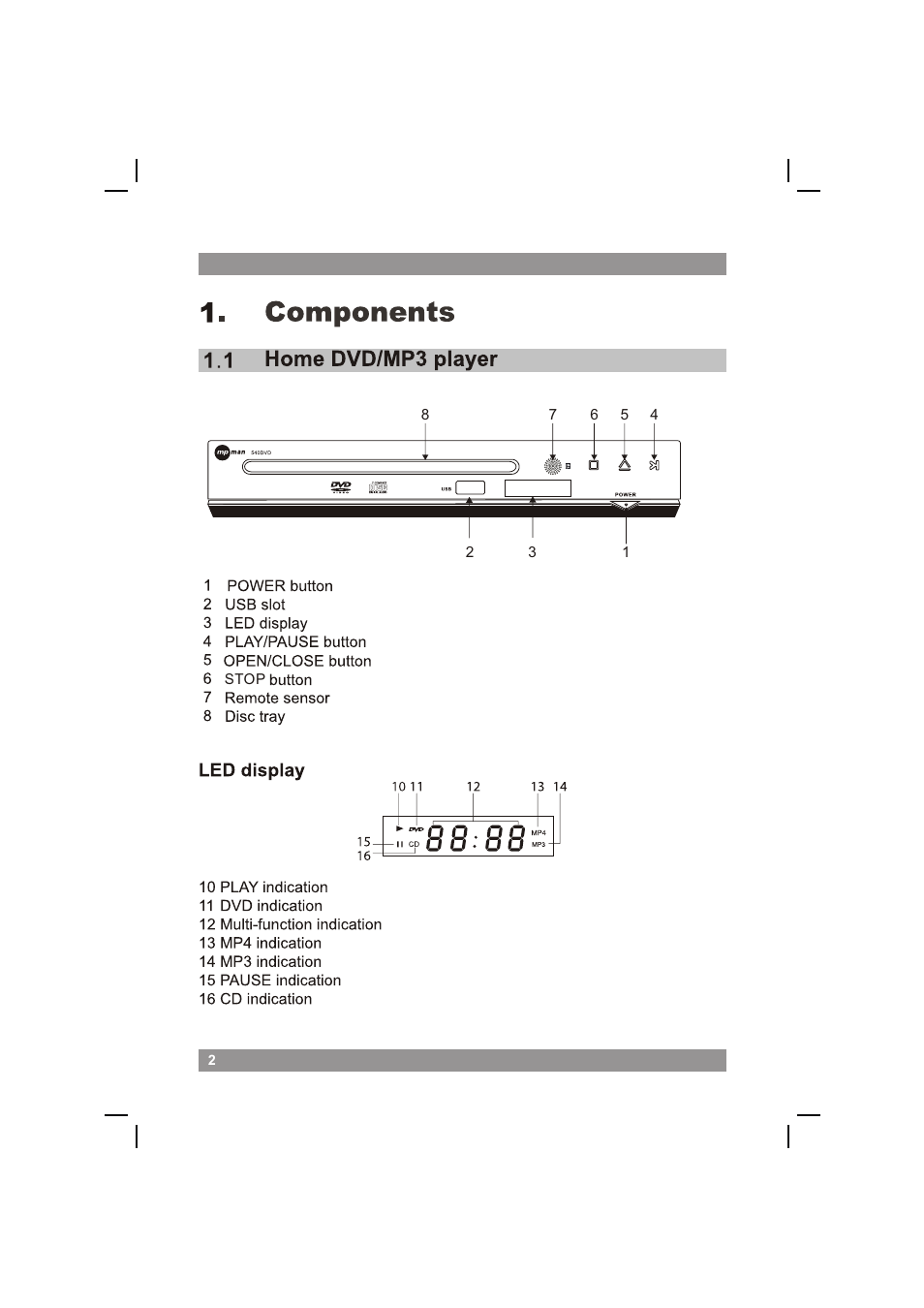 页面 4 | Mpman 540DVD User Manual | Page 4 / 44