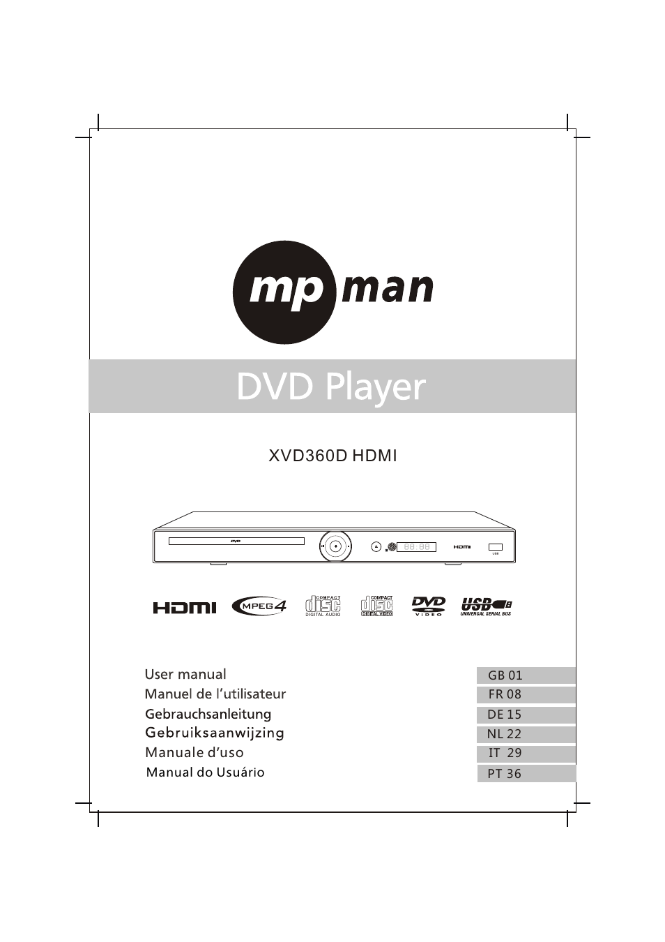Mpman XVD360 HDMI User Manual | 44 pages