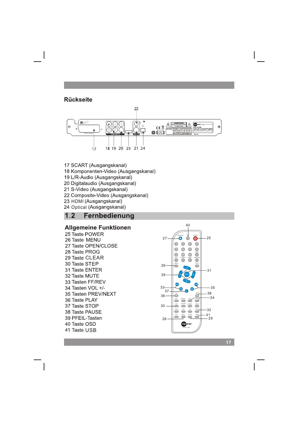 页面 19, Clear usb, 17 hdmi | Optical | Mpman XVD360 HDMI User Manual | Page 19 / 44
