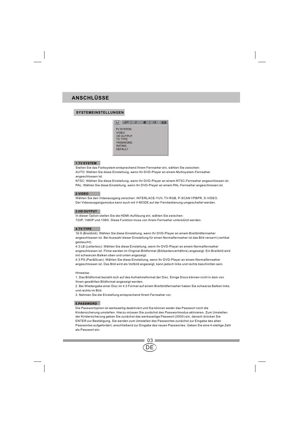 页面 28, Anschlüsse | Mpman XVD820 HDMI User Manual | Page 28 / 60