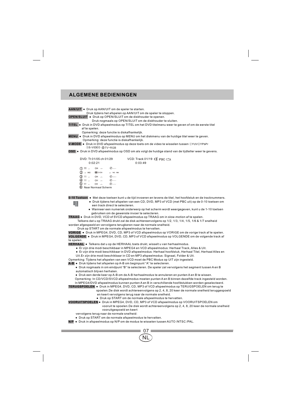 页面 44, Algemene bedieningen | Mpman XVD820 HDMI User Manual | Page 44 / 60